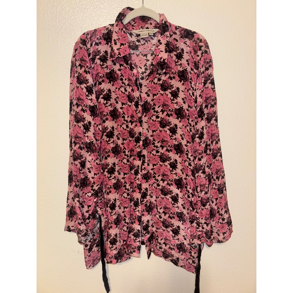 Dhruv Kapoor Anthropologie-Pink Floral shirt size XL